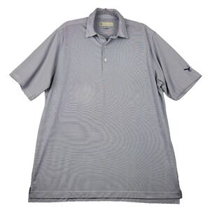 Donald Ross Polo Shirt Men's L Blue Stripe‎ Golf Blue Eagle w/ White Globe Logo